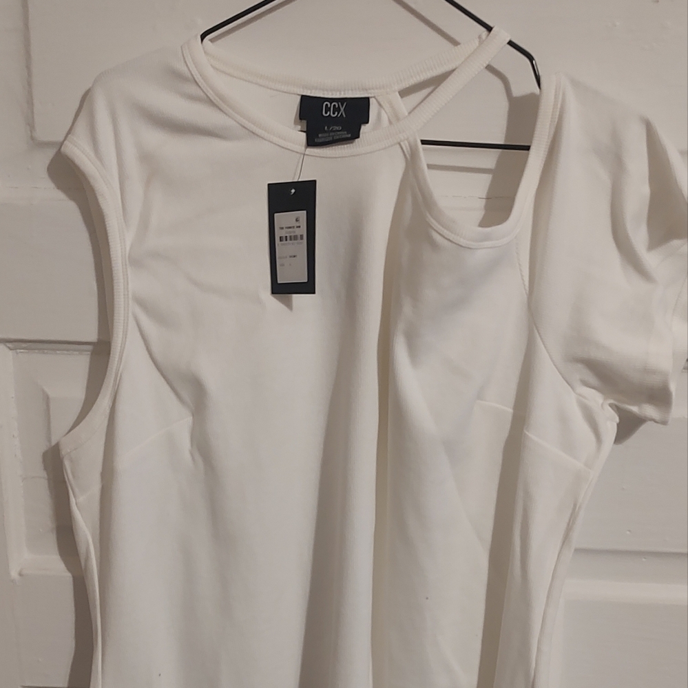 White cold shoulder blouse